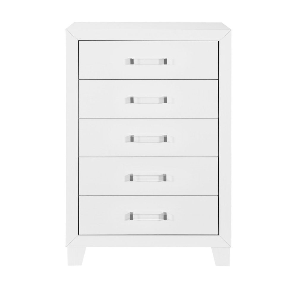 49" White Wood Five Drawer Dresser HomeRoots