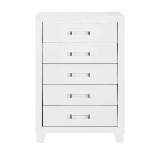 49" White Wood Five Drawer Dresser HomeRoots