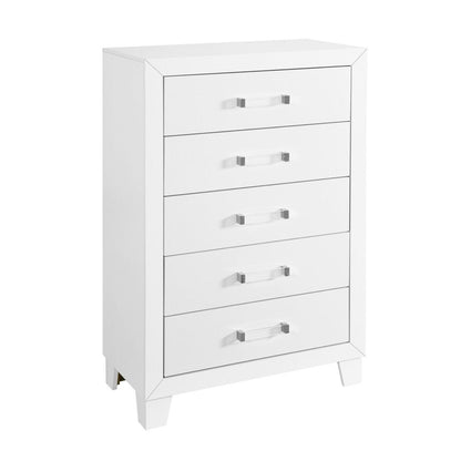 31" White Wood Five Drawer Dresser