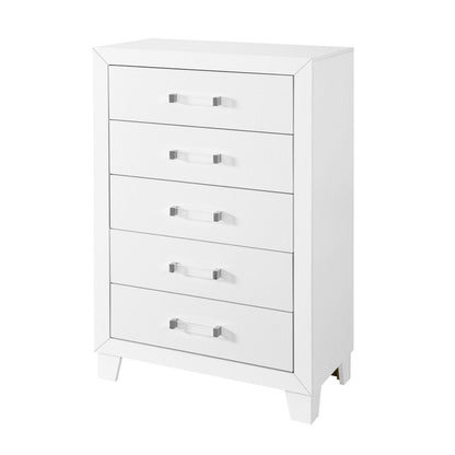 31" White Wood Five Drawer Dresser