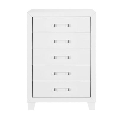 49" White Wood Five Drawer Dresser HomeRoots
