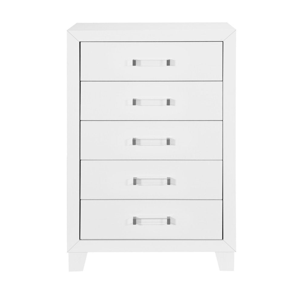 49" White Wood Five Drawer Dresser HomeRoots