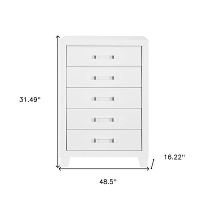 49" White Wood Five Drawer Dresser HomeRoots