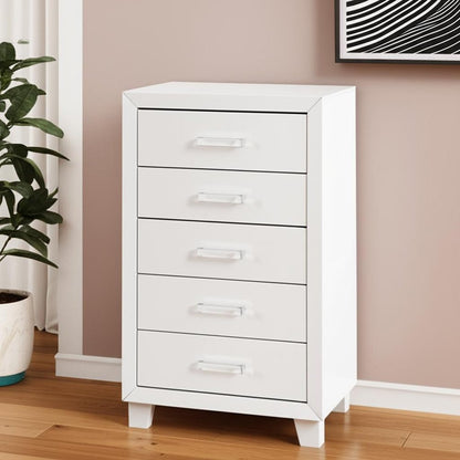 31" White Wood Five Drawer Dresser