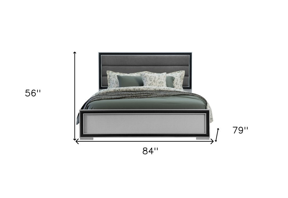 Gray Ribbed Texture Wood And Upholstery King Bed Frame HomeRoots