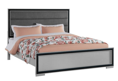 Gray Ribbed Texture Wood And Upholstery King Bed Frame HomeRoots