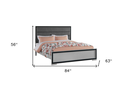 Gray Ribbed Texture Wood And Upholstery Queen Bed Frame HomeRoots