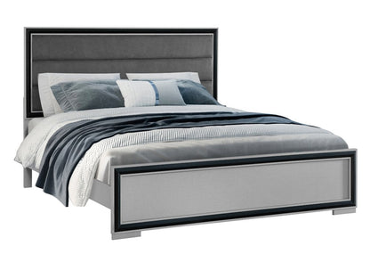 Gray Ribbed Texture Wood And Upholstery Queen Bed Frame HomeRoots