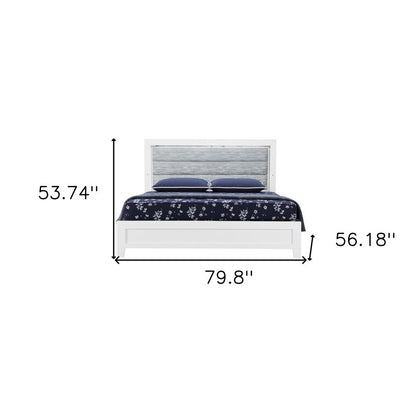 White and Light Gray Ribbed Texture Wood And Upholstery Lighted Full Bed Frame HomeRoots