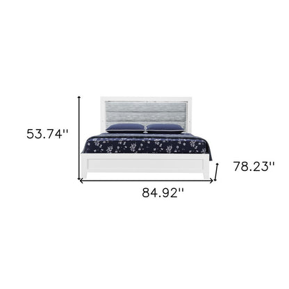 White and Light Gray Ribbed Texture Wood And Upholstery Lighted King Bed Frame HomeRoots