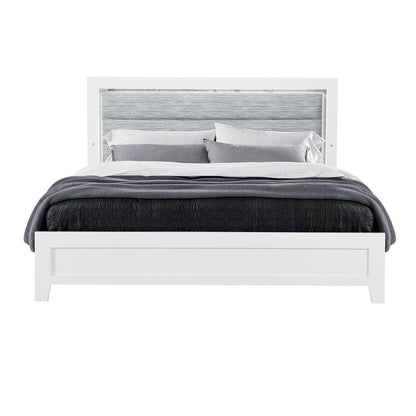 White And Gray Wood And Upholstery Lighted Twin Bed Frame HomeRoots