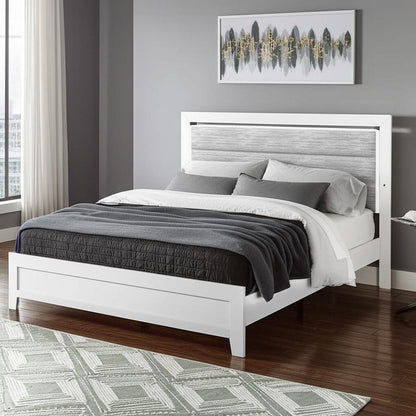 White And Gray Wood And Upholstery Lighted Twin Bed Frame HomeRoots