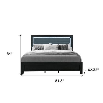Black and Ash Gray Wood And Upholstery Upholstered Queen Bed Frame HomeRoots