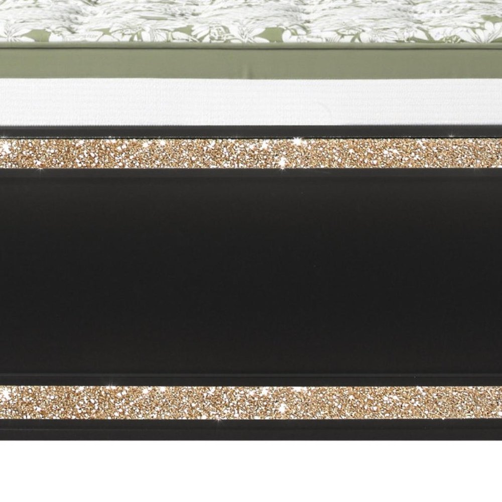 Black And Gold Faux Crystal Bling Wood And Upholstery Lighted Full Bed Frame HomeRoots