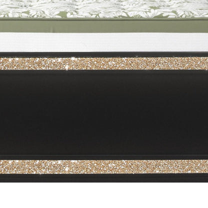 Black And Gold Faux Crystal Bling Wood And Upholstery Lighted Full Bed Frame HomeRoots
