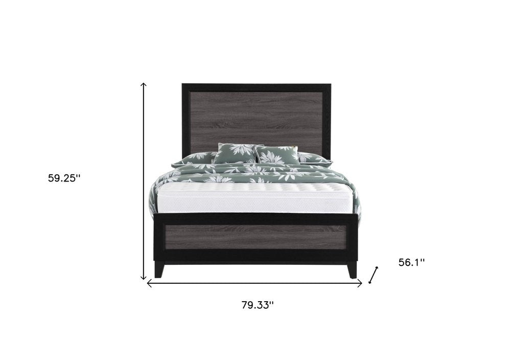 Black And Gray Inlaid Panels Full Bed Frame HomeRoots