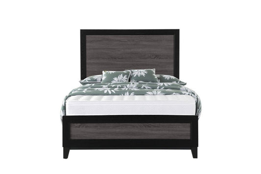 Black And Gray Inlaid Panels Queen Bed Frame HomeRoots