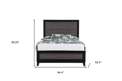 Black And Gray Inlaid Panels Queen Bed Frame HomeRoots