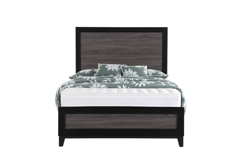 Black And Gray Inlaid Panels Queen Bed Frame HomeRoots