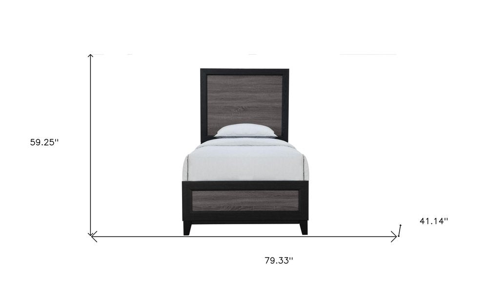 Black and Gray Wood Twin Bed Frame HomeRoots