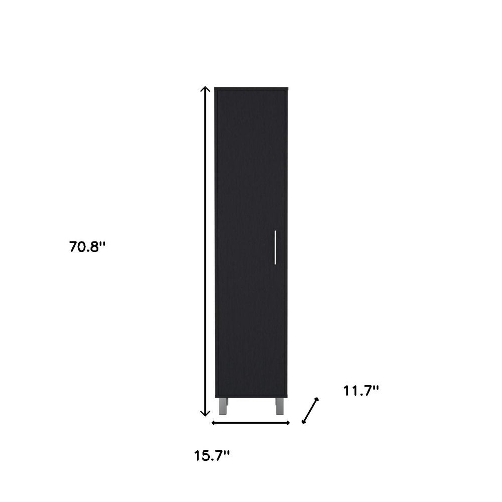 71" Black Wood Pantry Or Storage Cabinet HomeRoots