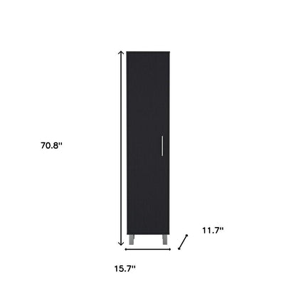 71" Black Wood Pantry Or Storage Cabinet HomeRoots