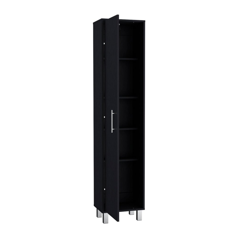 71" Black Wood Pantry Or Storage Cabinet HomeRoots