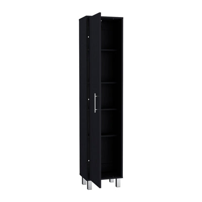 71" Black Wood Pantry Or Storage Cabinet HomeRoots