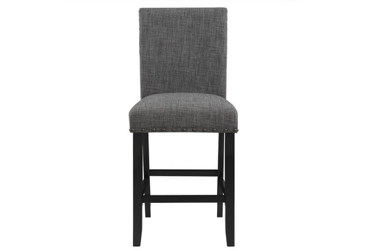Set of Two 26" Gray And Black Fabric And Wood Counter Height Bar Chairs HomeRoots