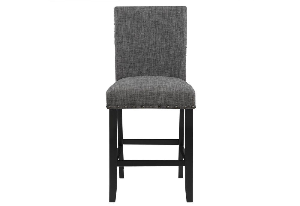 Set of Two 26" Gray And Black Fabric And Wood Counter Height Bar Chairs HomeRoots