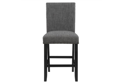 Set of Two 26" Gray And Black Fabric And Wood Counter Height Bar Chairs HomeRoots