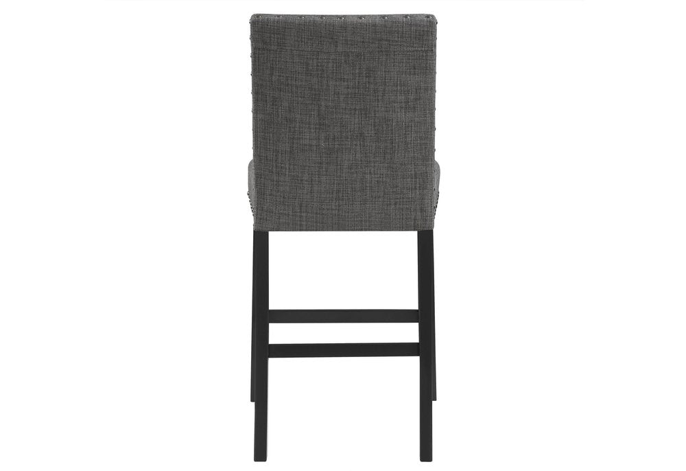 Set of Two 26" Gray And Black Fabric And Wood Counter Height Bar Chairs HomeRoots