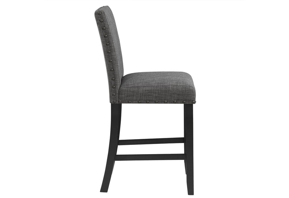 Set of Two 26" Gray And Black Fabric And Wood Counter Height Bar Chairs HomeRoots