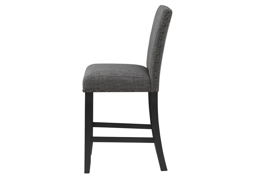 Set of Two 26" Gray And Black Fabric And Wood Counter Height Bar Chairs HomeRoots