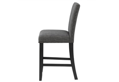 Set of Two 26" Gray And Black Fabric And Wood Counter Height Bar Chairs HomeRoots