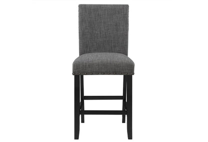 Set of Two 26" Gray And Black Fabric And Wood Counter Height Bar Chairs HomeRoots