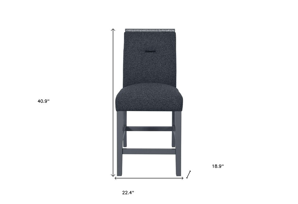 25" Dark Gray Wood and Suede Counter Height Bar Chair HomeRoots