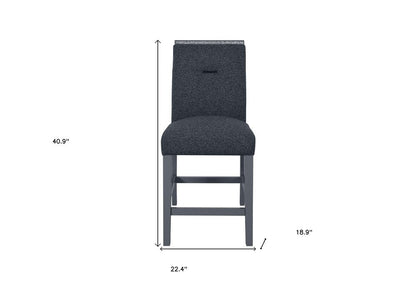25" Dark Gray Wood and Suede Counter Height Bar Chair HomeRoots
