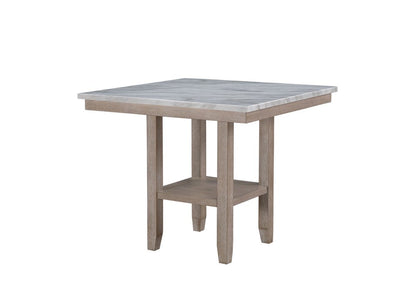 42" White and Natural Faux Marble and Wood Square Bar Table HomeRoots