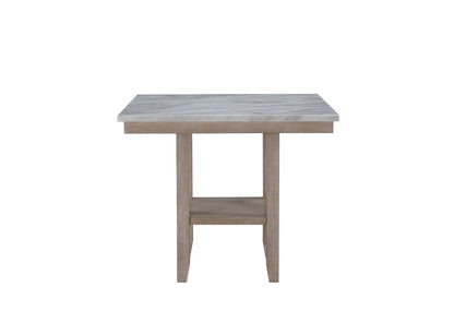 42" White and Natural Faux Marble and Wood Square Bar Table HomeRoots