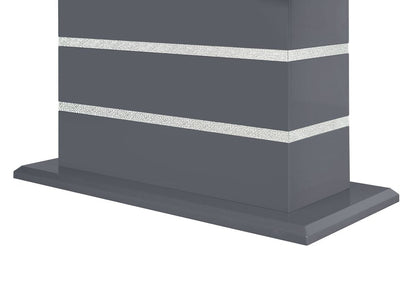 47" Dark Gray Silver And Black Glass Faux Crystal And Wood Square Bar Table HomeRoots