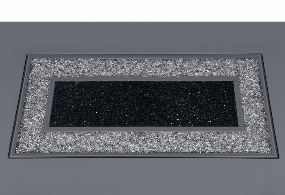 47" Dark Gray Silver And Black Glass Faux Crystal And Wood Square Bar Table HomeRoots