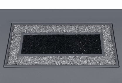 47" Dark Gray Silver And Black Glass Faux Crystal And Wood Square Bar Table HomeRoots