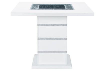 47" White Silver And Black Glass Faux Crystal And Wood Square Bar Table HomeRoots