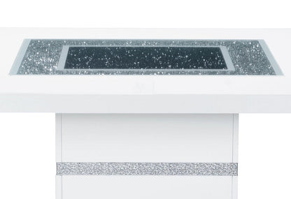 47" White Silver And Black Glass Faux Crystal And Wood Square Bar Table HomeRoots