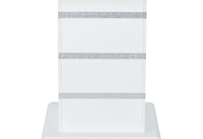 47" White Silver And Black Glass Faux Crystal And Wood Square Bar Table