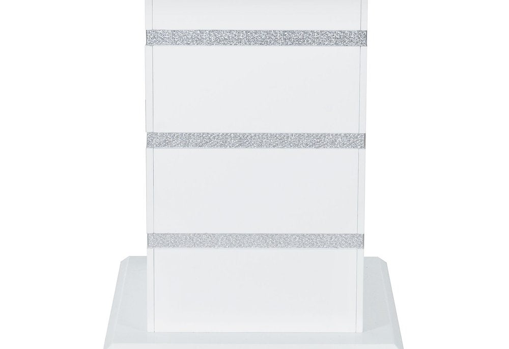 47" White Silver And Black Glass Faux Crystal And Wood Square Bar Table HomeRoots