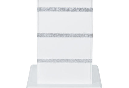 47" White Silver And Black Glass Faux Crystal And Wood Square Bar Table HomeRoots