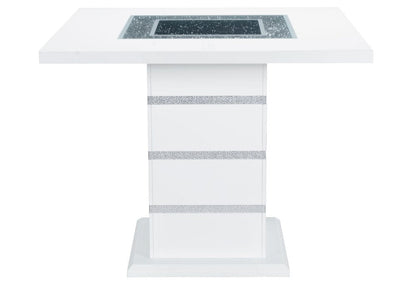 47" White Silver And Black Glass Faux Crystal And Wood Square Bar Table HomeRoots