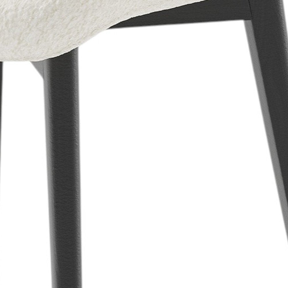 Set of Two White and Black Upholstered Boucle Dining Side Chairs HomeRoots